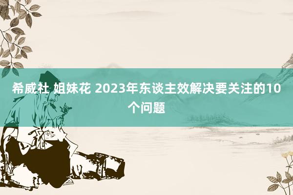 希威社 姐妹花 2023年东谈主效解决要关注的10个问题