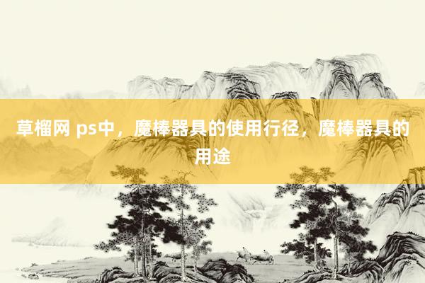 草榴网 ps中，魔棒器具的使用行径，魔棒器具的用途