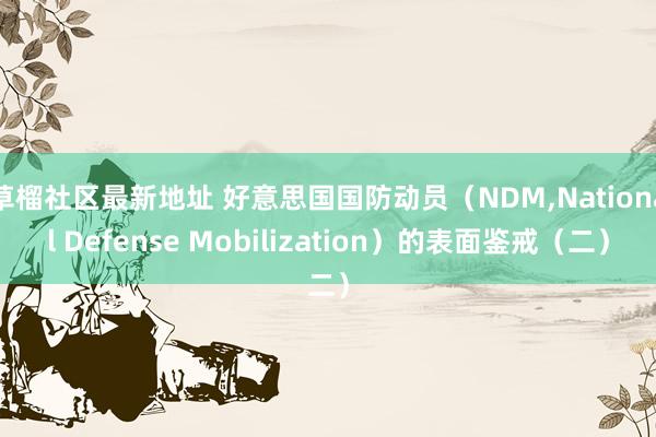 草榴社区最新地址 好意思国国防动员（NDM，National Defense Mobilization）的表面鉴戒（二）