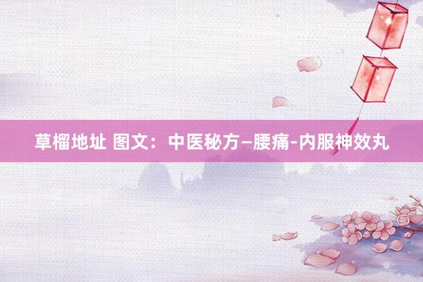 草榴地址 图文：中医秘方—腰痛-内服神效丸