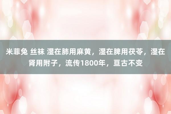 米菲兔 丝袜 湿在肺用麻黄，湿在脾用茯苓，湿在肾用附子，流传1800年，亘古不变