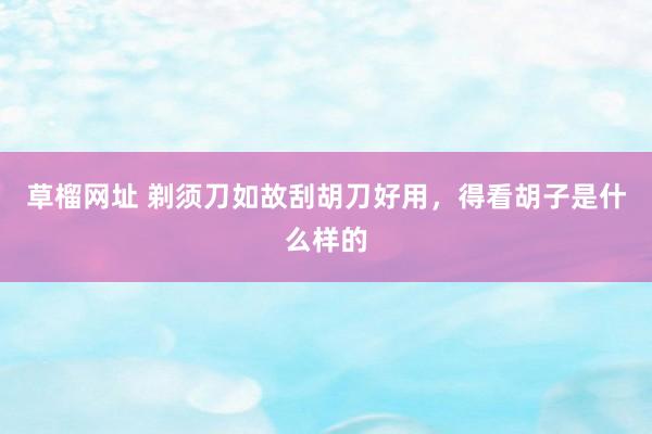 草榴网址 剃须刀如故刮胡刀好用，得看胡子是什么样的
