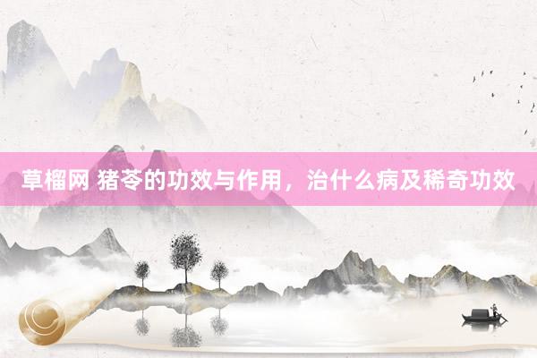 草榴网 猪苓的功效与作用，治什么病及稀奇功效